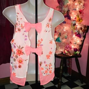 Y2K LIKE NEW Charlotte Russe Tiered Sheer Bow Tank Top